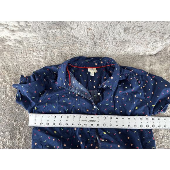 St Johns Bay Petite Size PL Fruit Print Casual Button Top Navy Short Sleeve - Picture 4 of 8